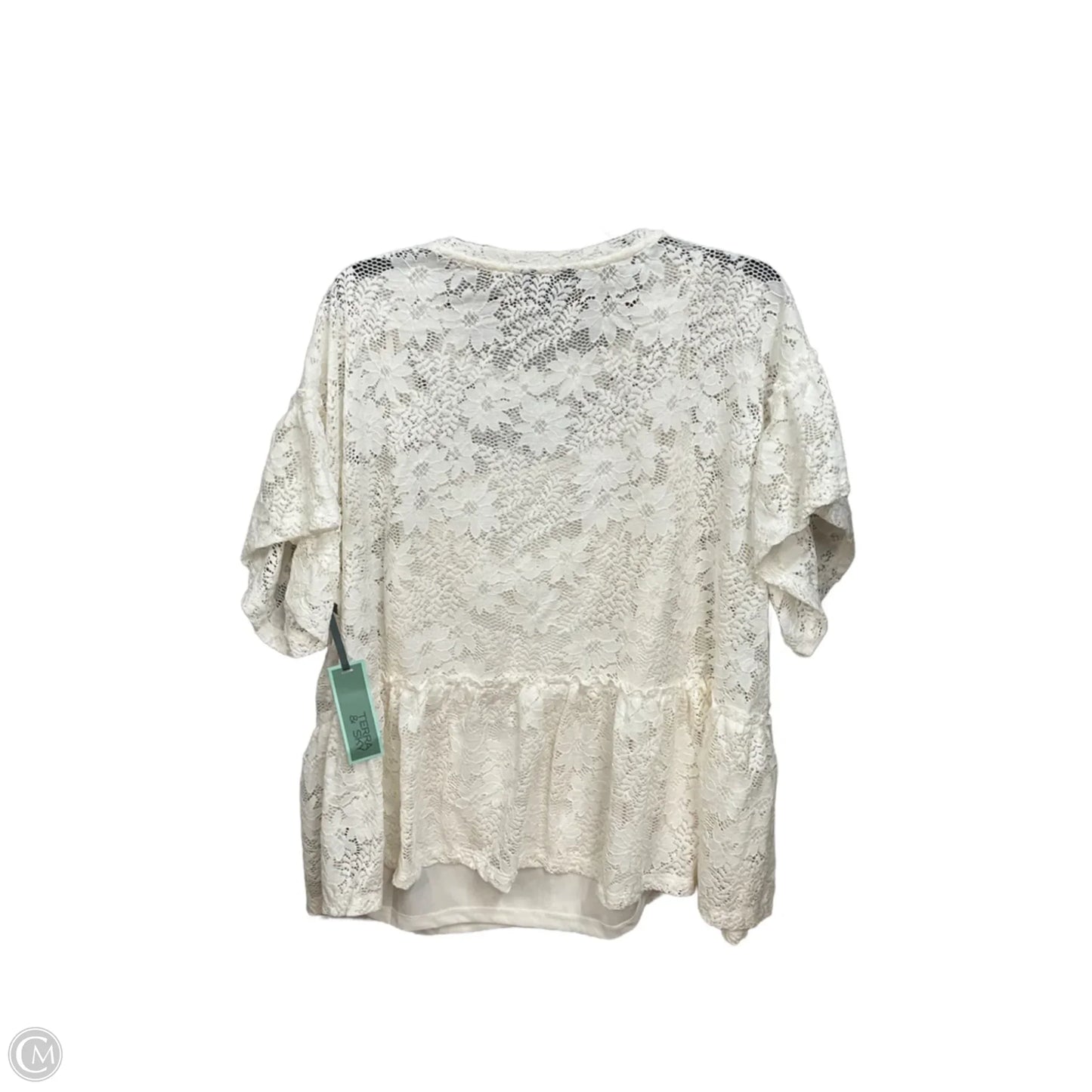 Top Short Sleeve By Terra & Sky In White, Size: 2x