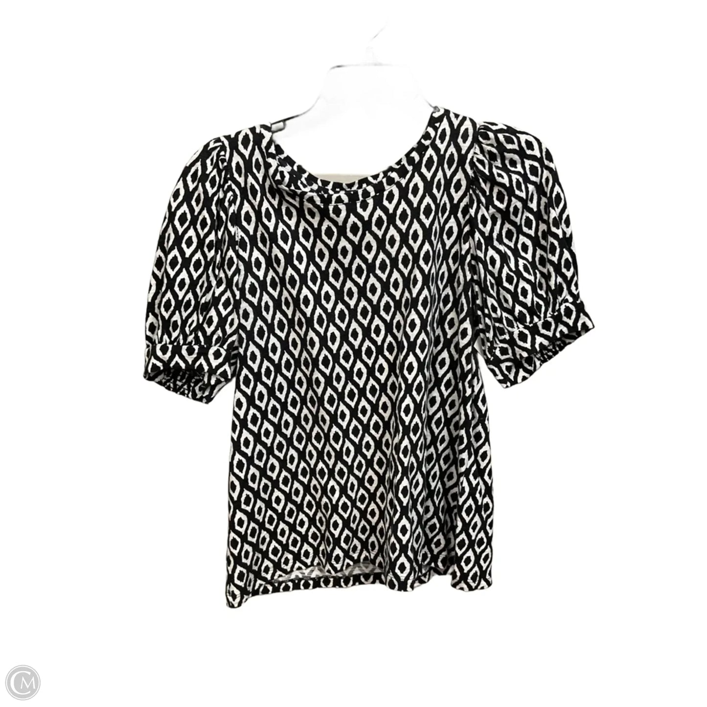 Top Short Sleeve By Chicos In Black & White, Size: M