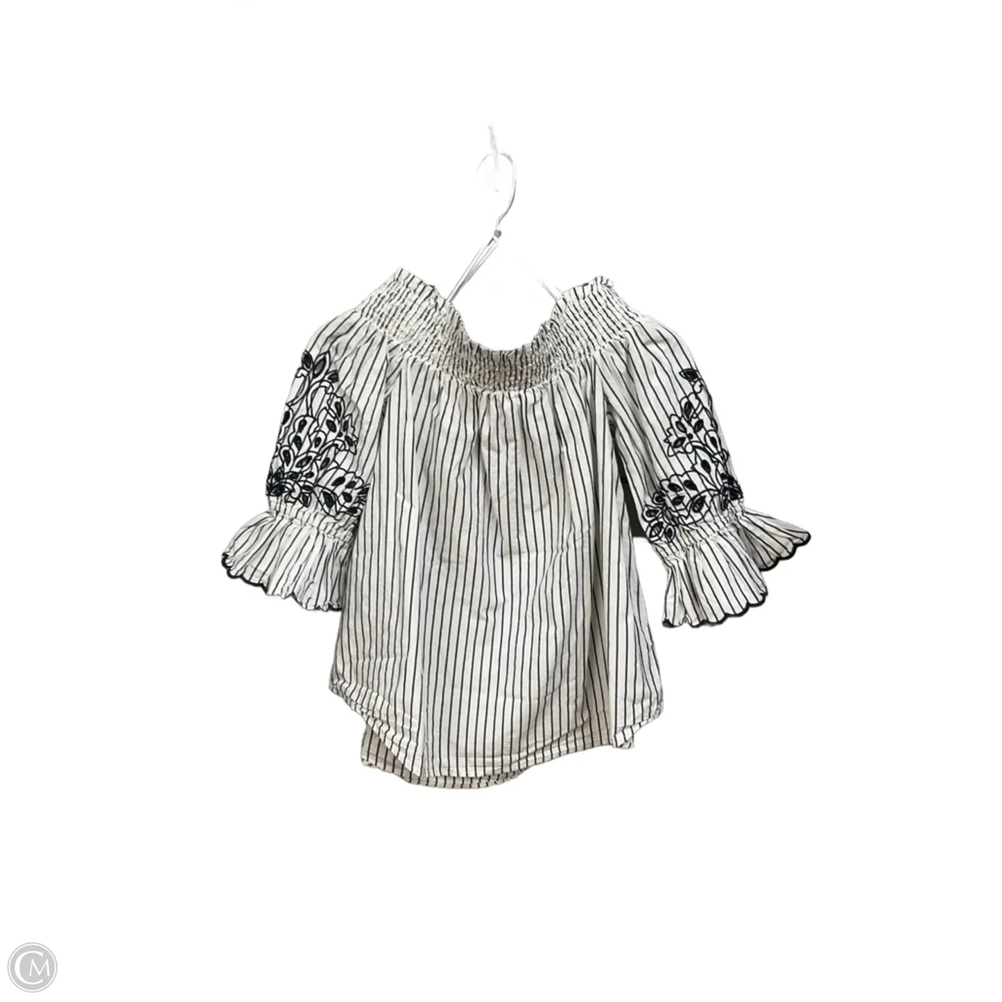 Top 3/4 Sleeve By Chicos In Striped Pattern, Size: S