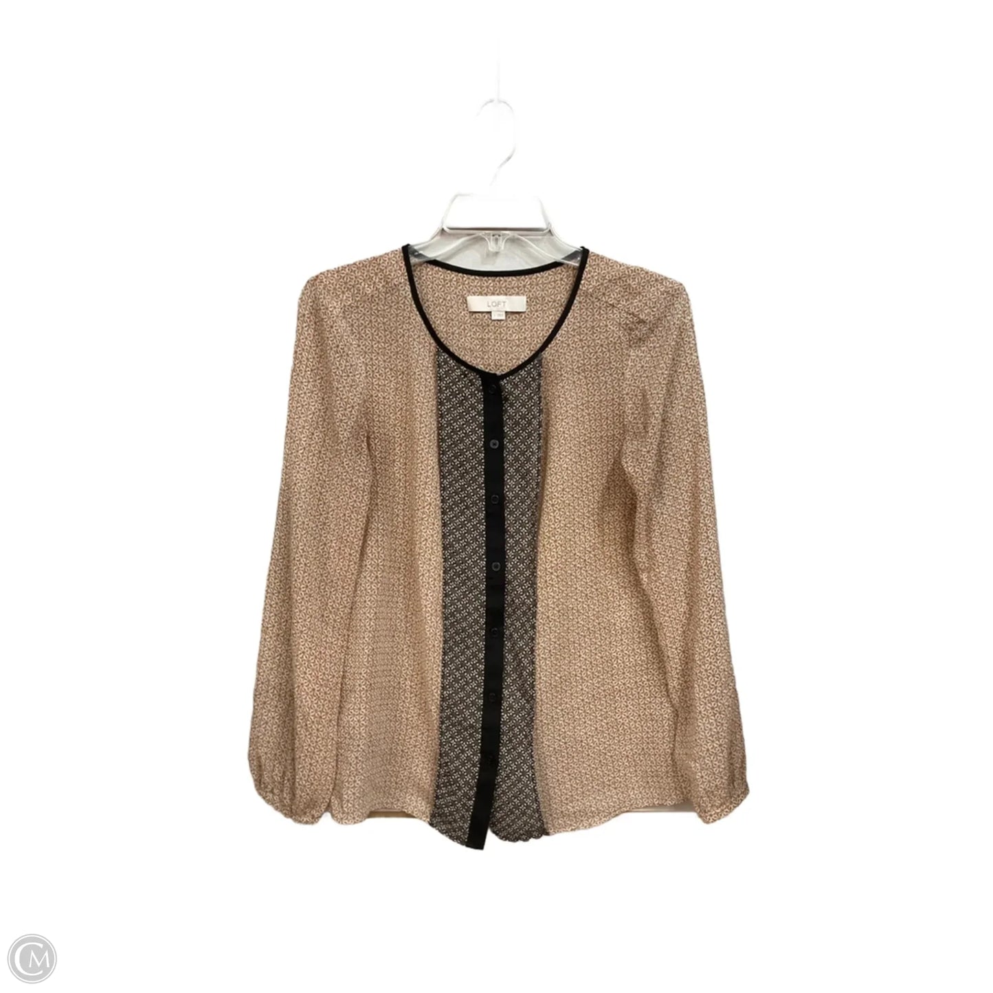 Blouse Long Sleeve By Loft In Tan, Size: S