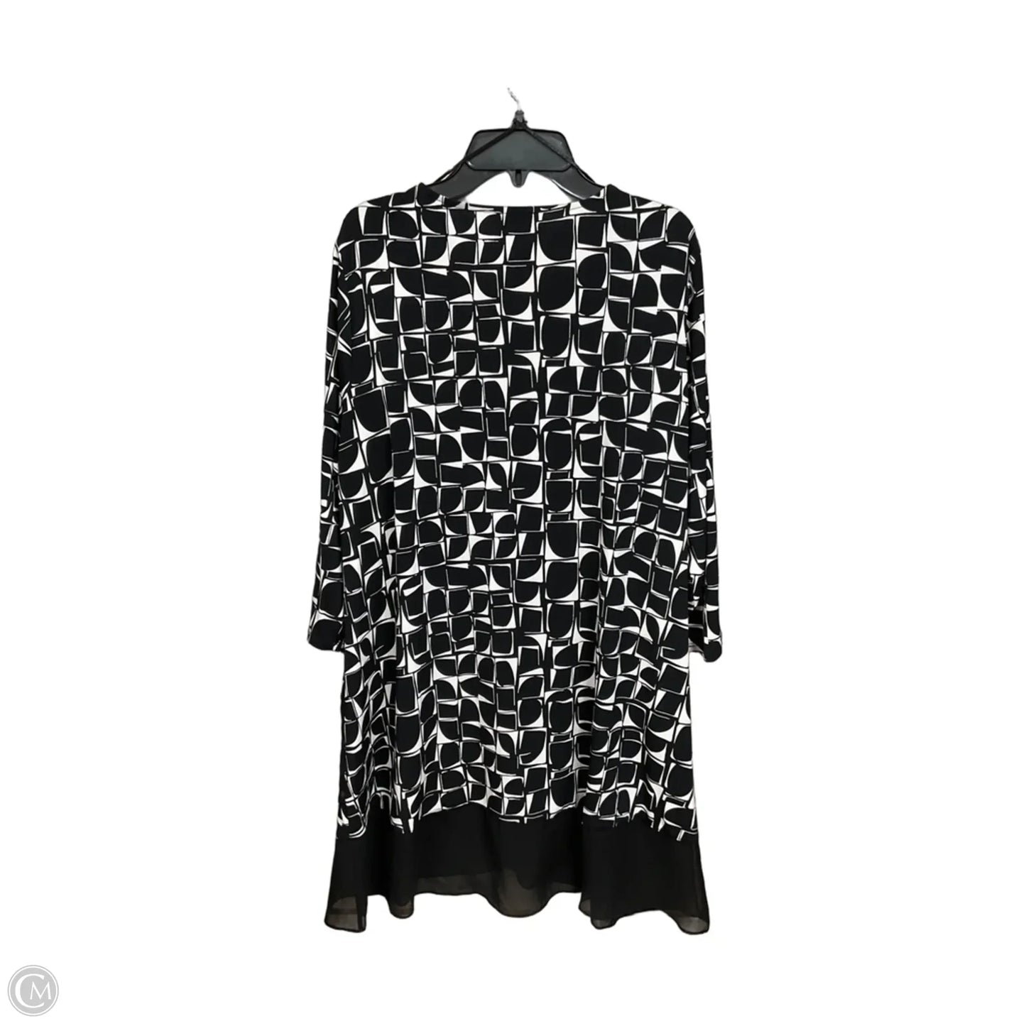 Blouse 3/4 Sleeve By Vince Camuto In Black & White, Size: 1x