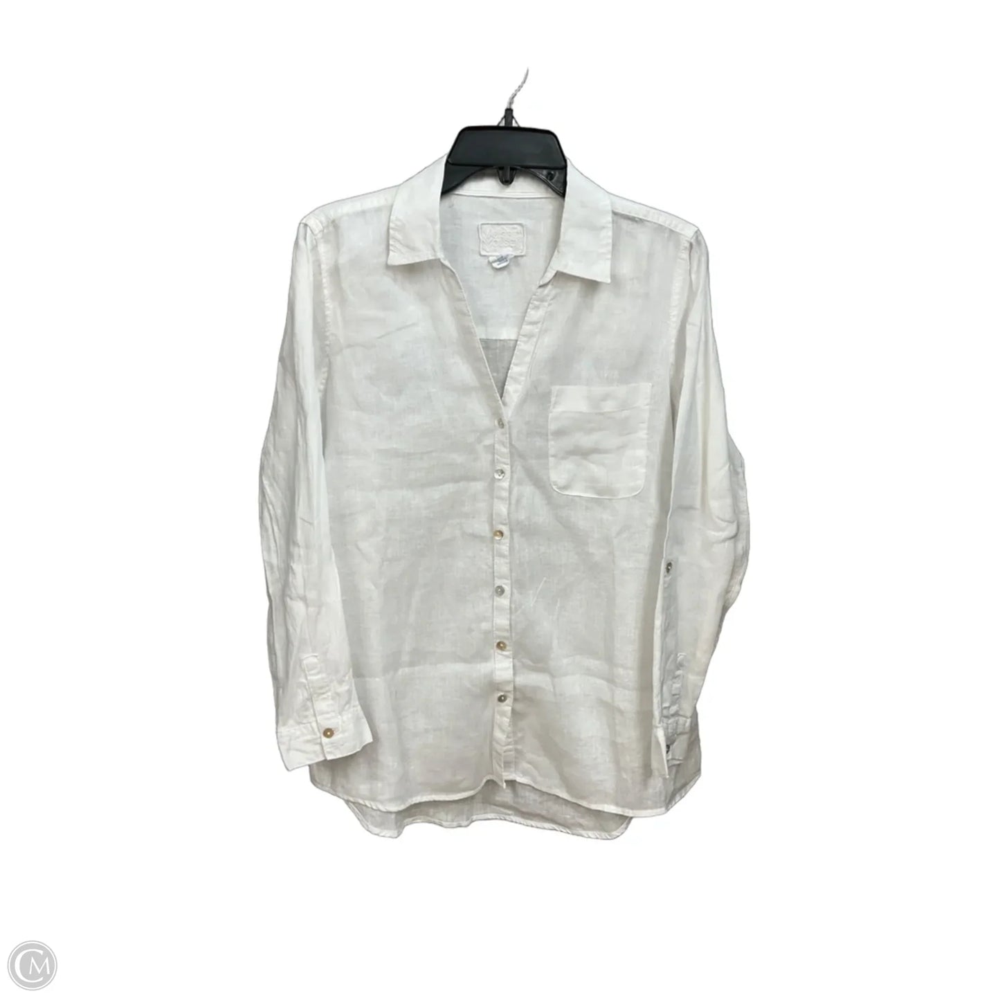 Blouse Long Sleeve By Sigrid Olsen In White, Size: M