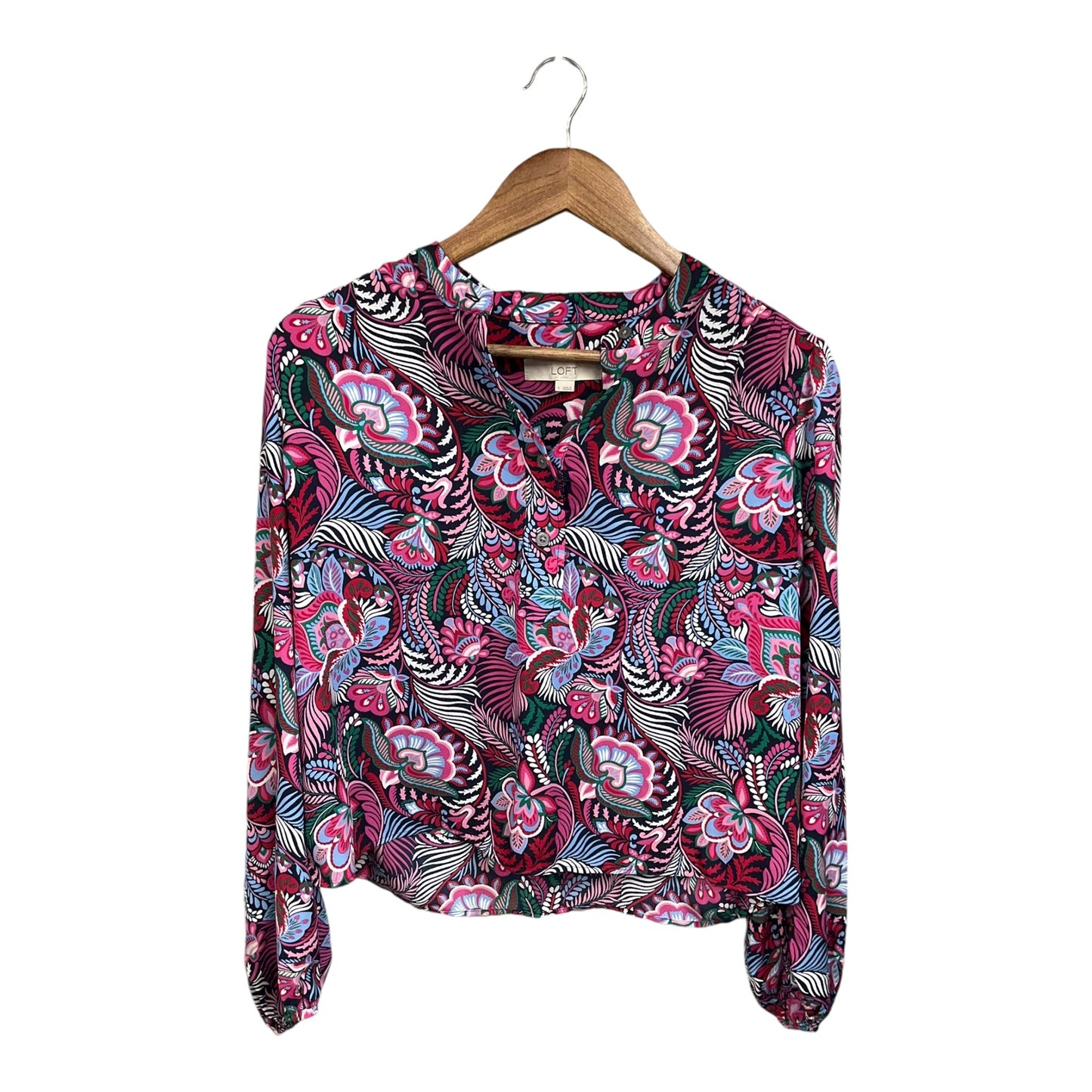 Blouse Long Sleeve By Loft In Floral Print, Size: S