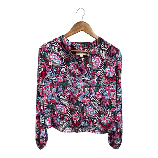 Blouse Long Sleeve By Loft In Floral Print, Size: S