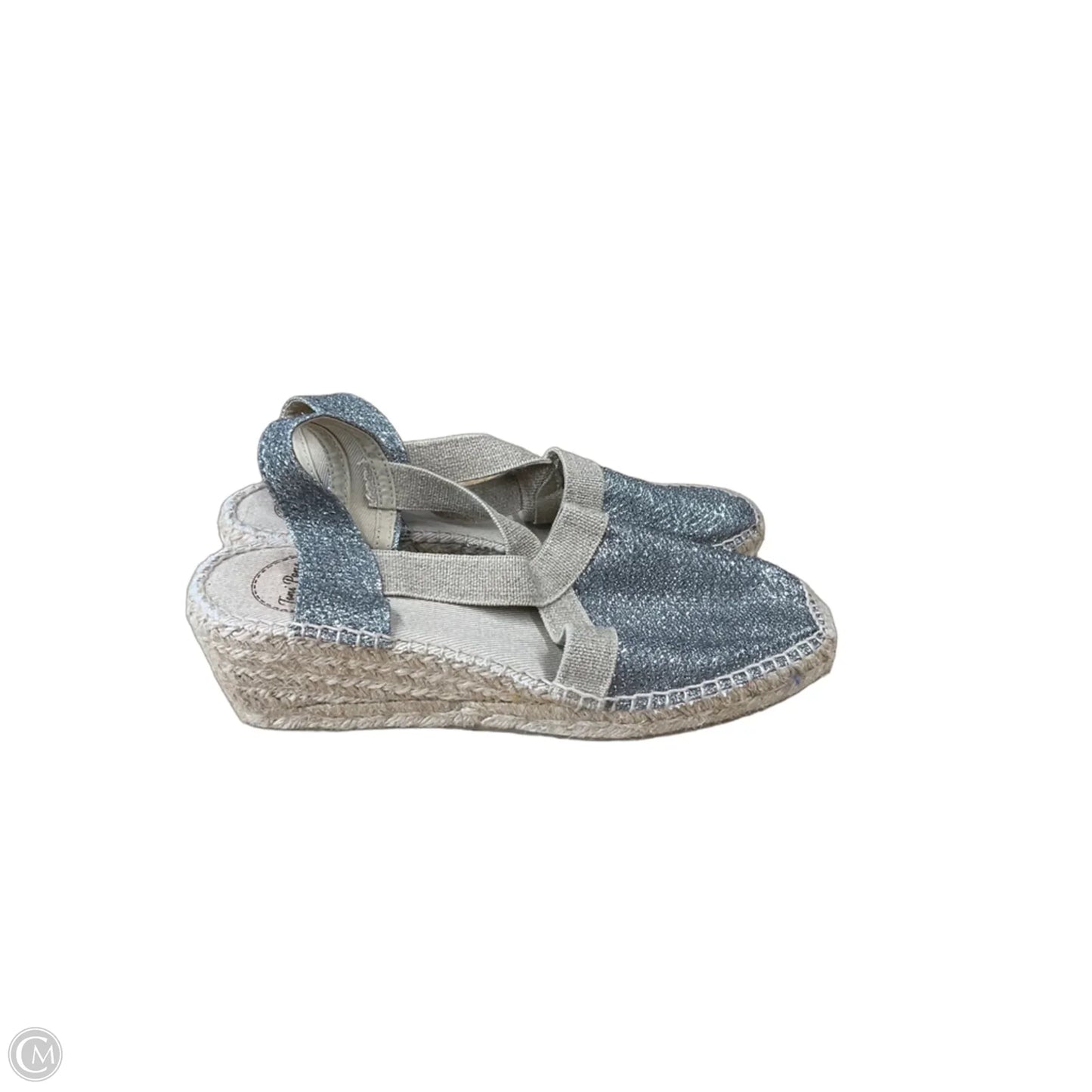 Sandals Heels Wedge By Clothes Mentor In Silver, Size: 9