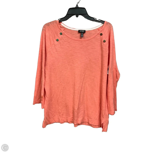 Top 3/4 Sleeve By New York And Co In Peach, Size: L