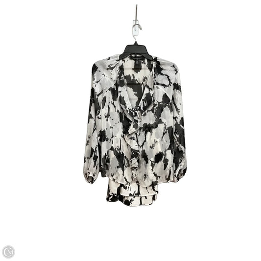Blouse Long Sleeve By White House Black Market In Black & White, Size: M