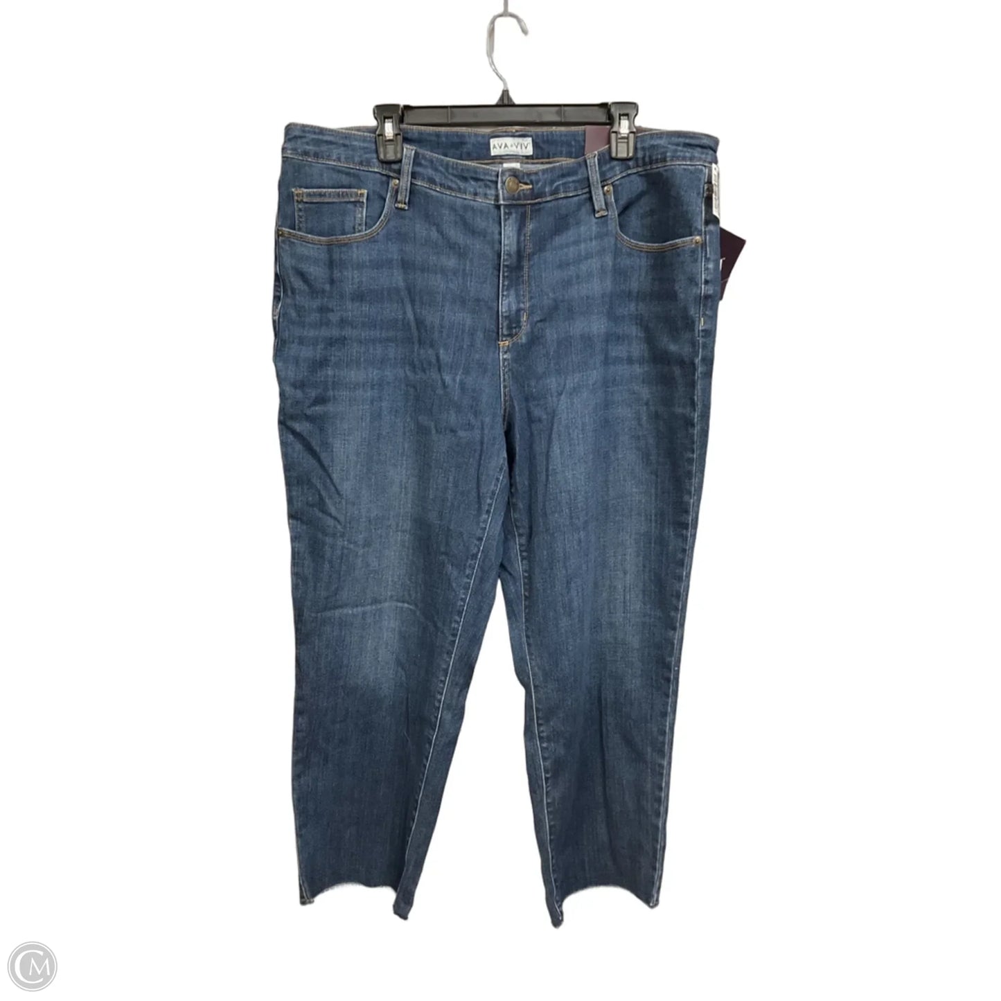 Jeans Cropped By Ava & Viv In Blue Denim, Size: 20