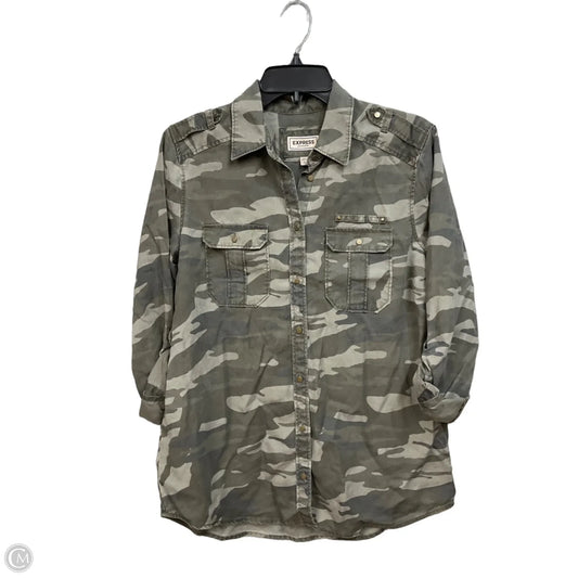 Top Long Sleeve By Express In Camouflage Print, Size: S