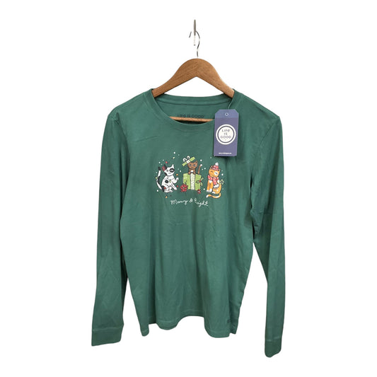 Top Long Sleeve By Life Is Good In Green, Size: M