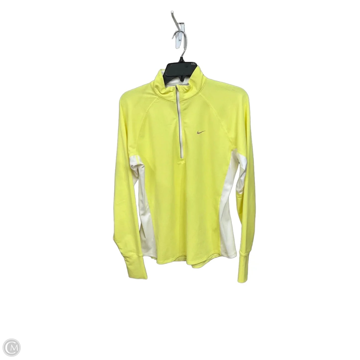 Athletic Top Long Sleeve Collar By Nike Apparel In Yellow, Size: L