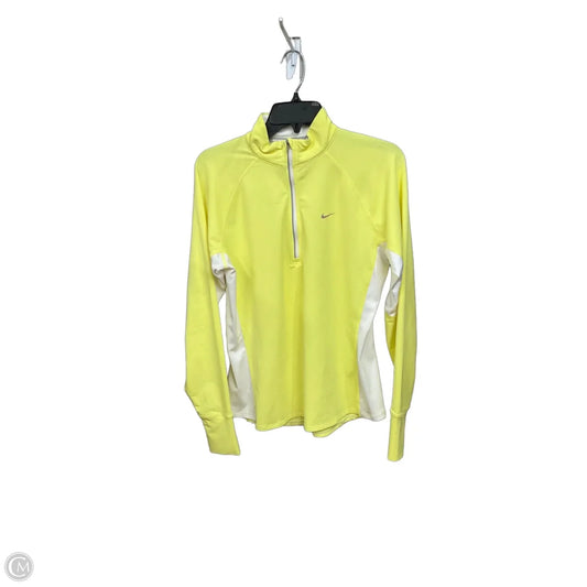 Athletic Top Long Sleeve Collar By Nike Apparel In Yellow, Size: L