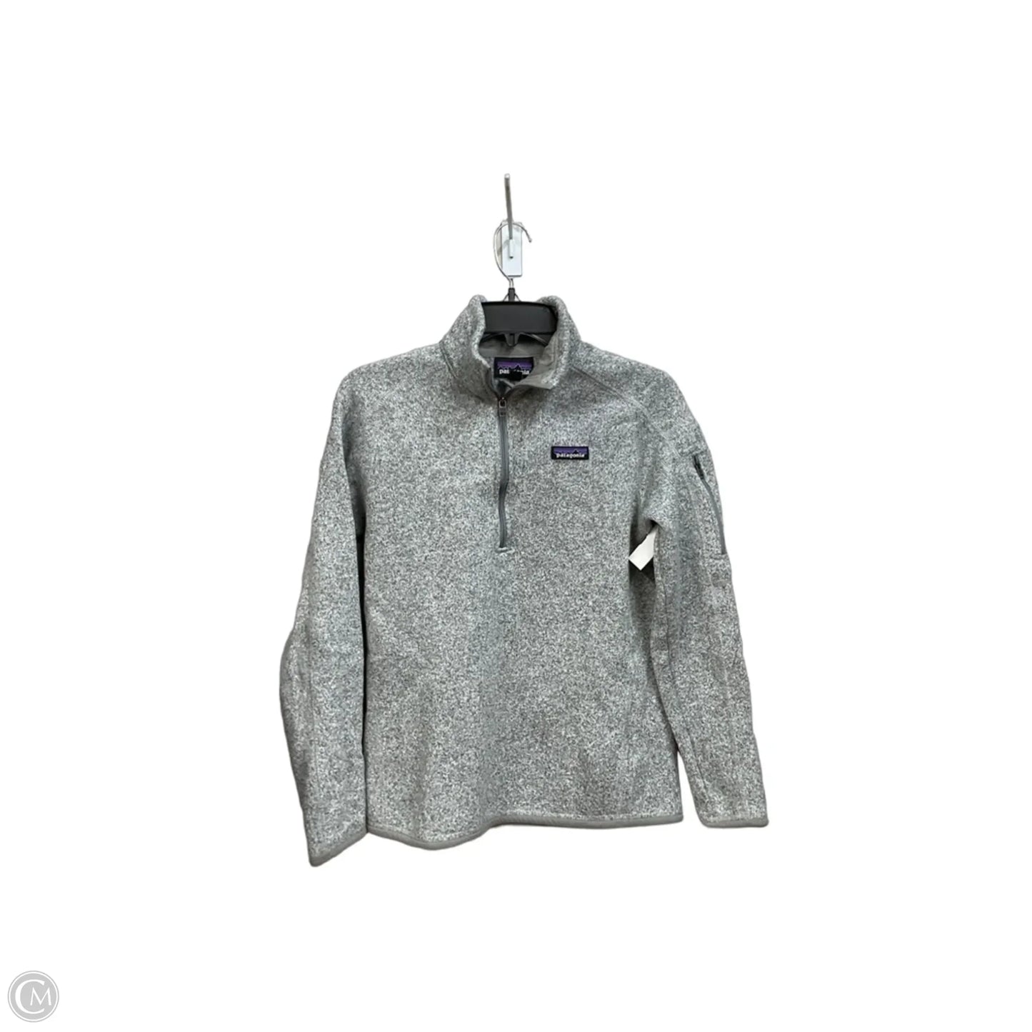Athletic Top Long Sleeve Collar By Patagonia In Grey, Size: M