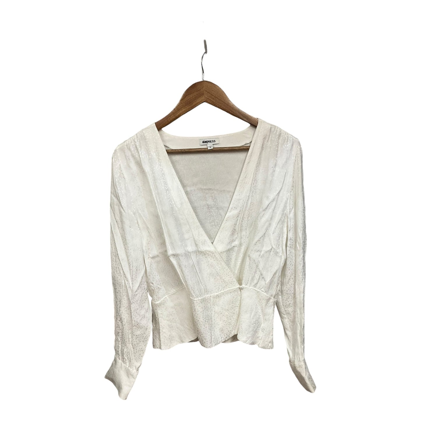 Top Long Sleeve By Express In White, Size: M