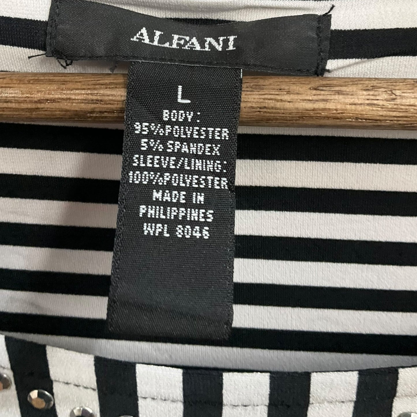 Top Long Sleeve By Alfani In Striped Pattern, Size: L