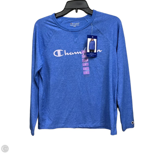 Athletic Top Long Sleeve Collar By Champion In Silver, Size: S