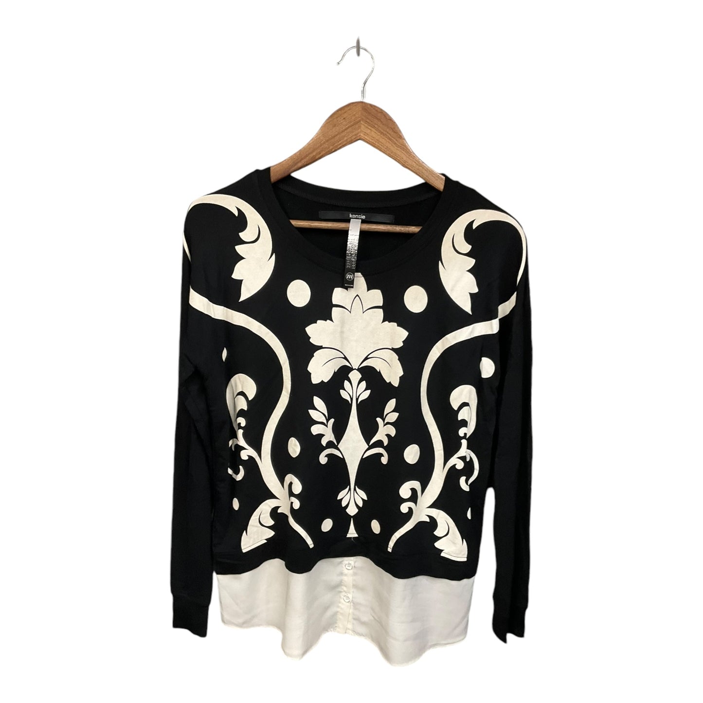 Top Long Sleeve By Kensie In Black & White, Size: M