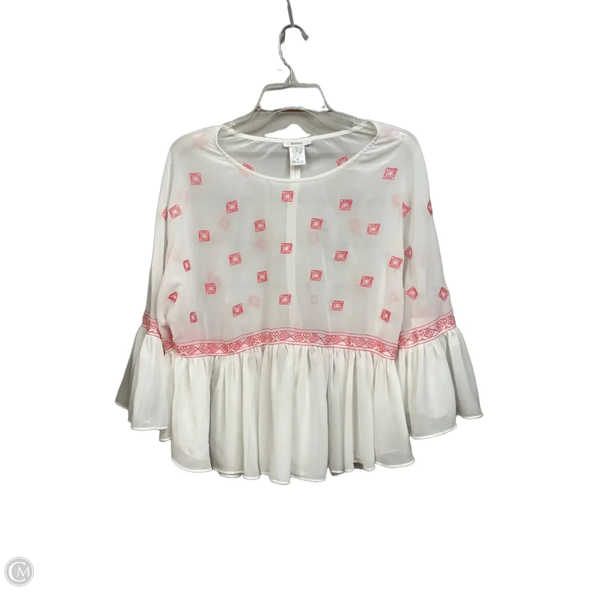 Blouse 3/4 Sleeve By Esley In White, Size: M