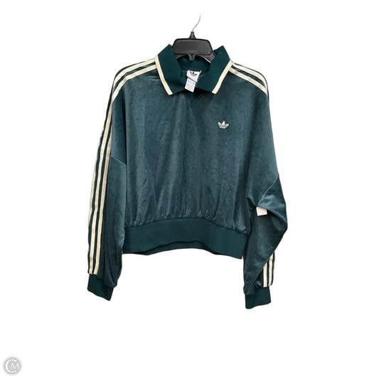 Athletic Top Long Sleeve Collar By Adidas In Green, Size: S