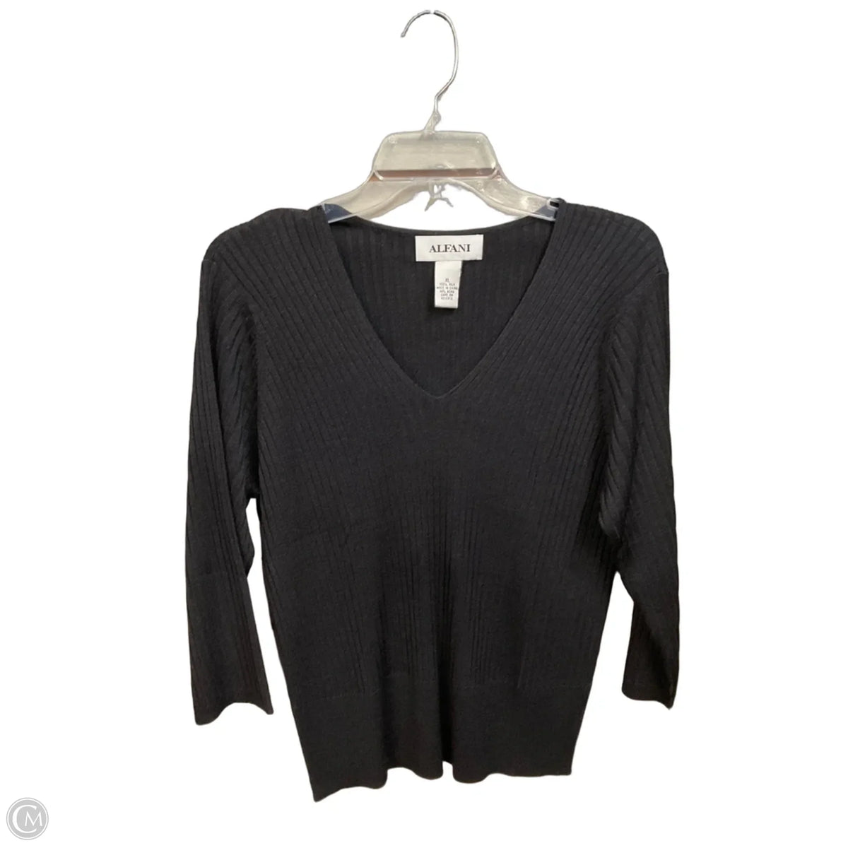 Top 3/4 Sleeve Basic By Alfani In Black, Size: Xl
