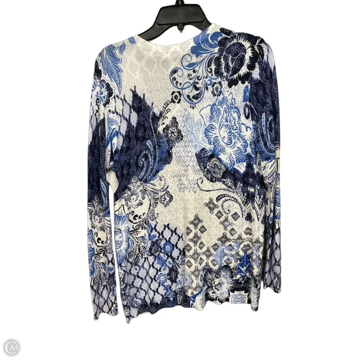 Cardigan By Chicos In Blue & White, Size: M