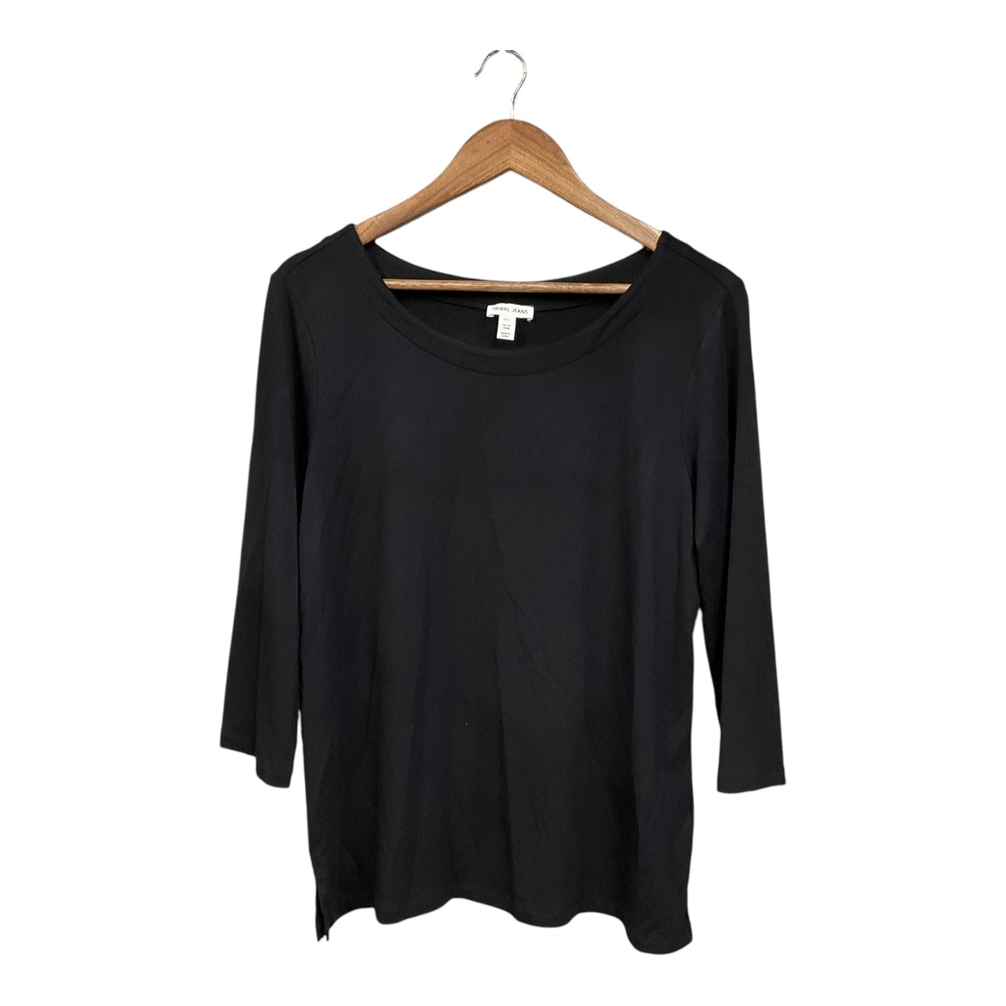 Top 3/4 Sleeve By Tribal In Black, Size: L