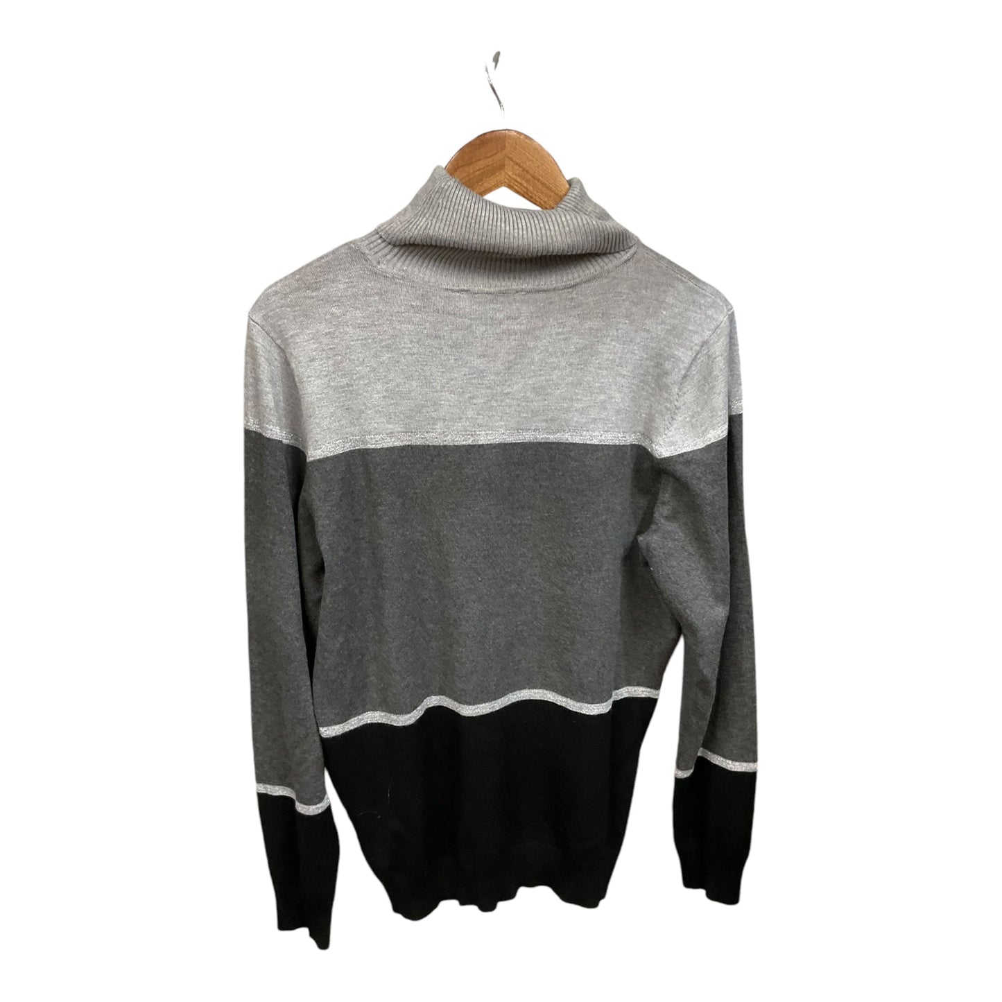 Top Long Sleeve By Calvin Klein In Black & Grey, Size: L