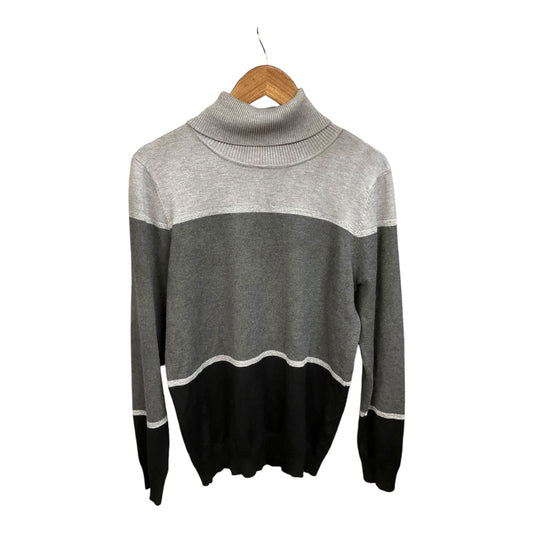 Top Long Sleeve By Calvin Klein In Black & Grey, Size: L