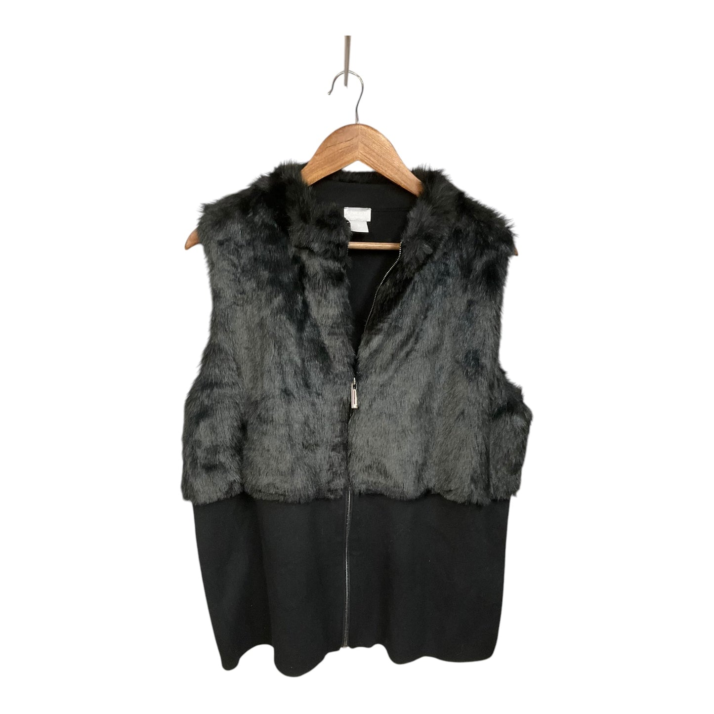 Vest Faux Fur & Sherpa By Chicos In Black, Size: Xl