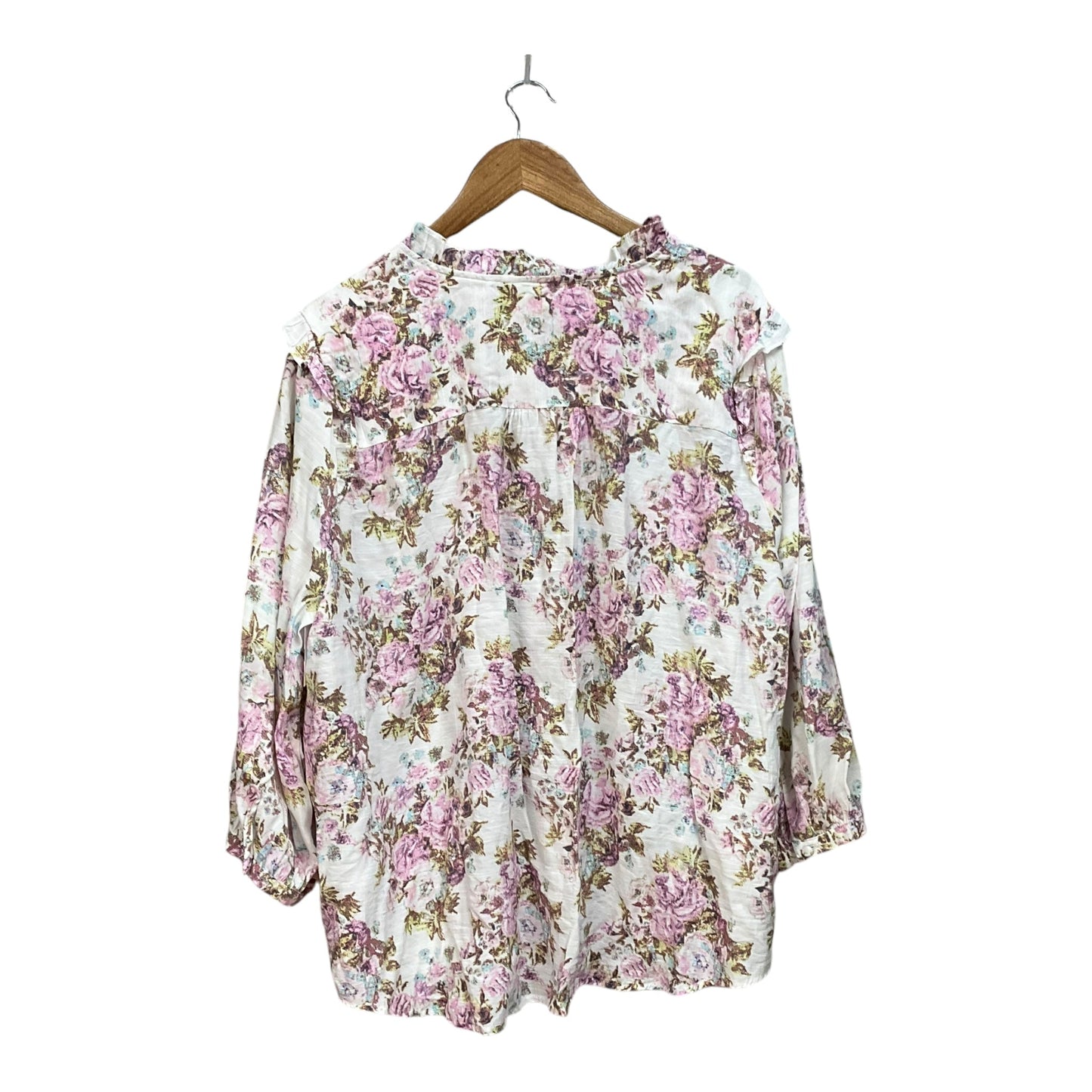 Top 3/4 Sleeve By Lauren By Ralph Lauren In Floral Print, Size: 3x