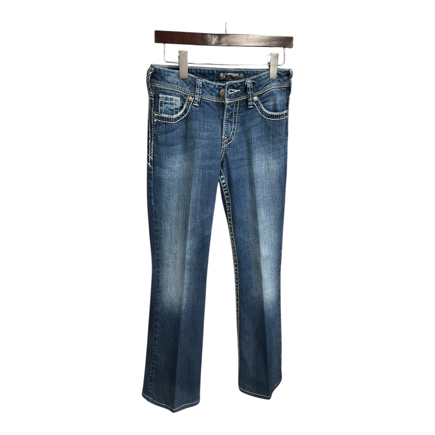 Jeans Boot Cut By Silver In Blue Denim, Size: 4