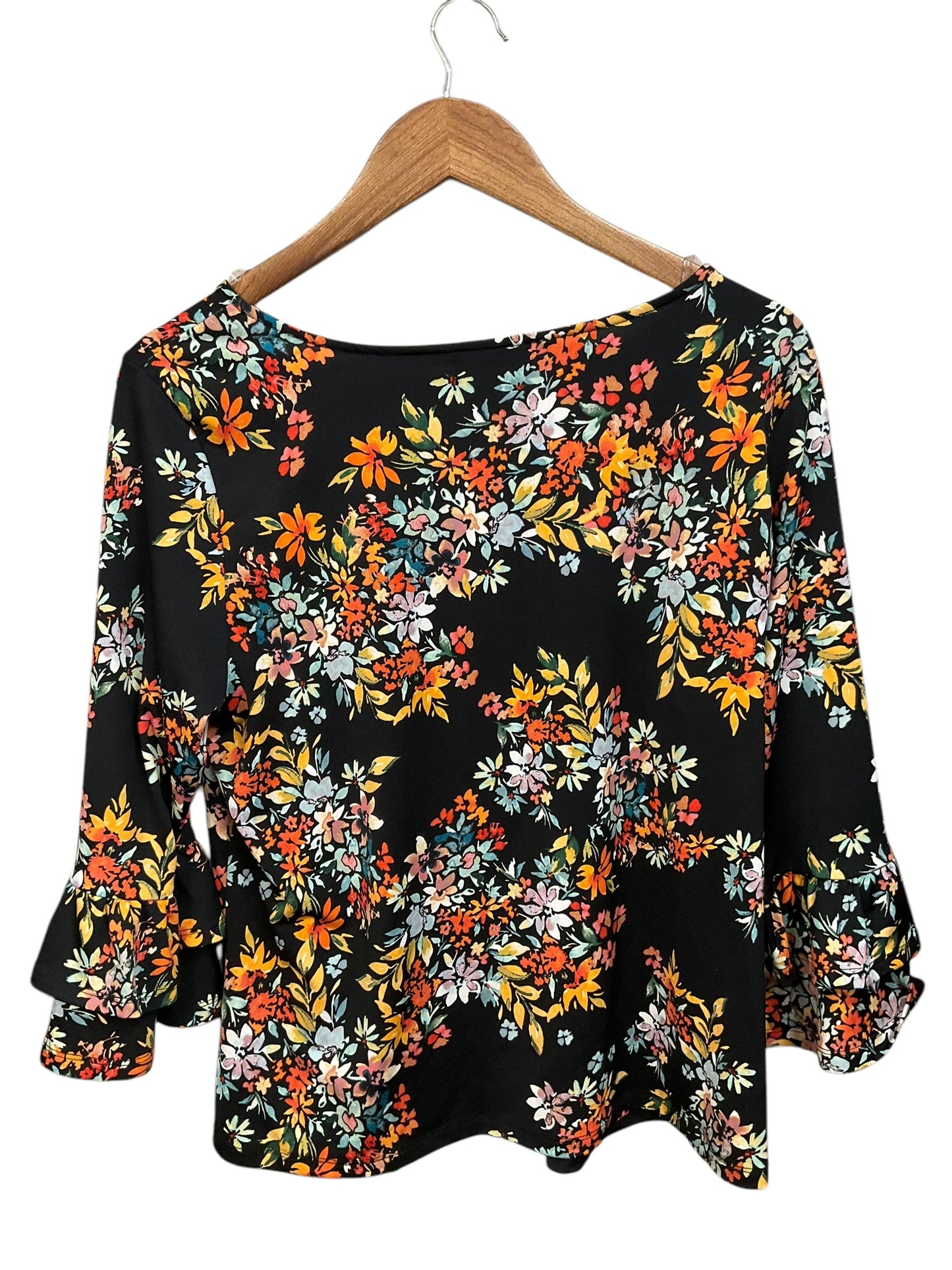 Top 3/4 Sleeve By Zac And Rachel In Floral Print, Size: Lp