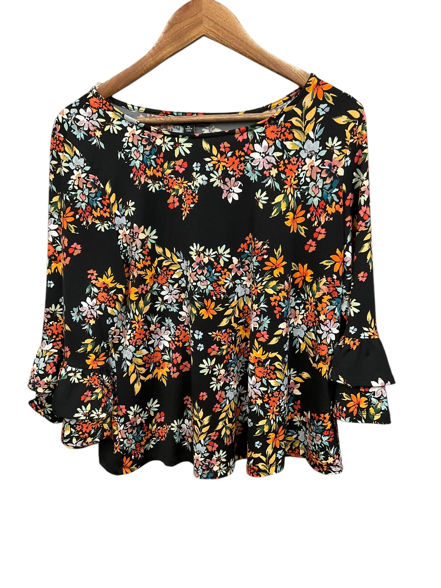 Top 3/4 Sleeve By Zac And Rachel In Floral Print, Size: Lp