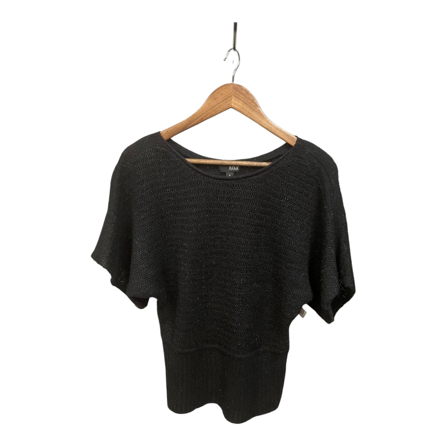 Sweater Short Sleeve By Ana In Black, Size: M