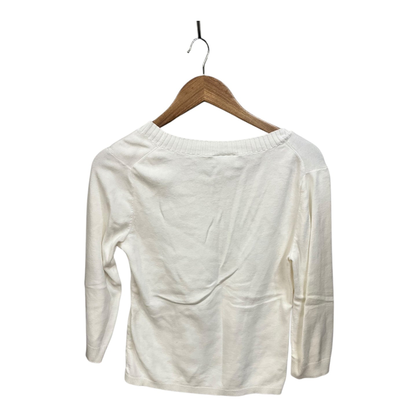 Top Long Sleeve By Loft In White, Size: L