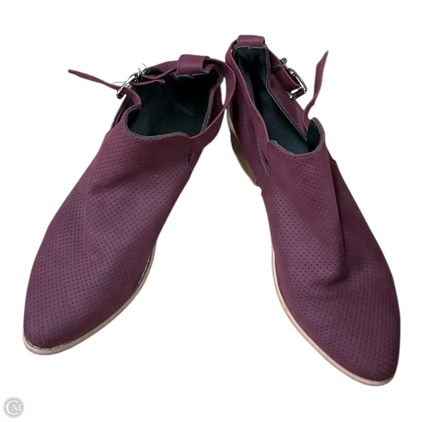 Boots Ankle Heels By Clothes Mentor In Maroon, Size: 9