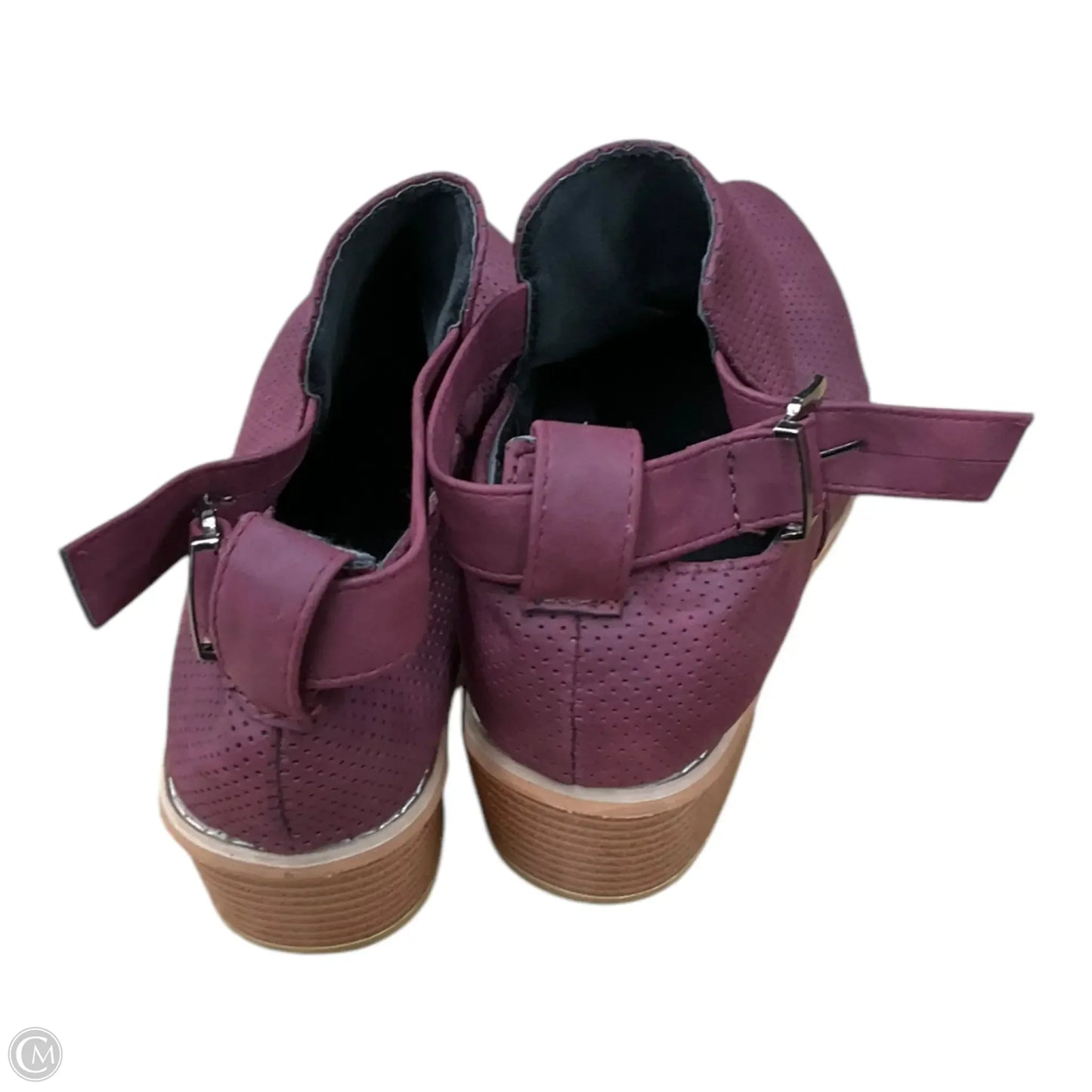 Boots Ankle Heels By Clothes Mentor In Maroon, Size: 9