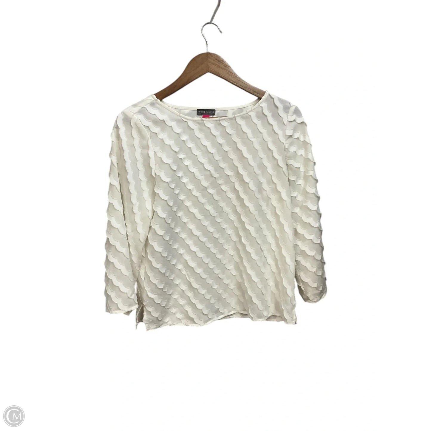 Blouse 3/4 Sleeve By Vince Camuto In White, Size: Xs