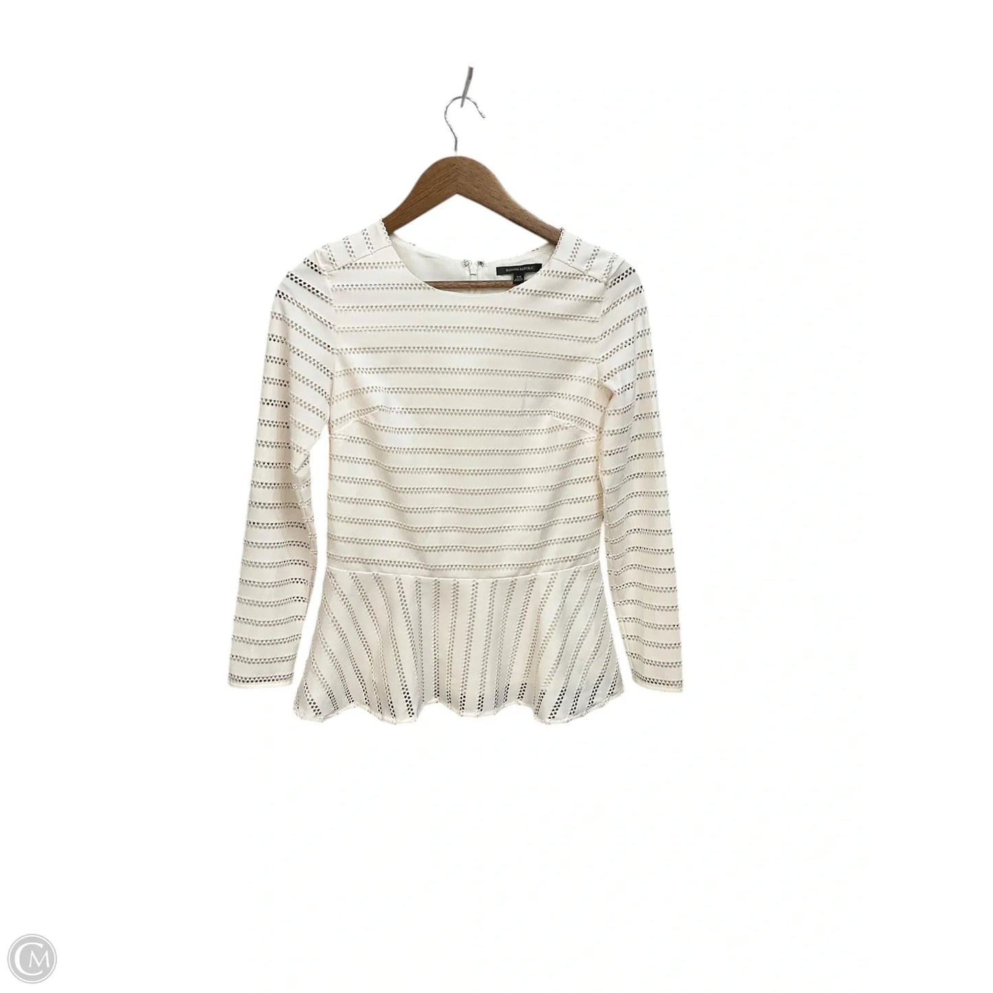 Blouse Long Sleeve By Banana Republic In White, Size: Xs
