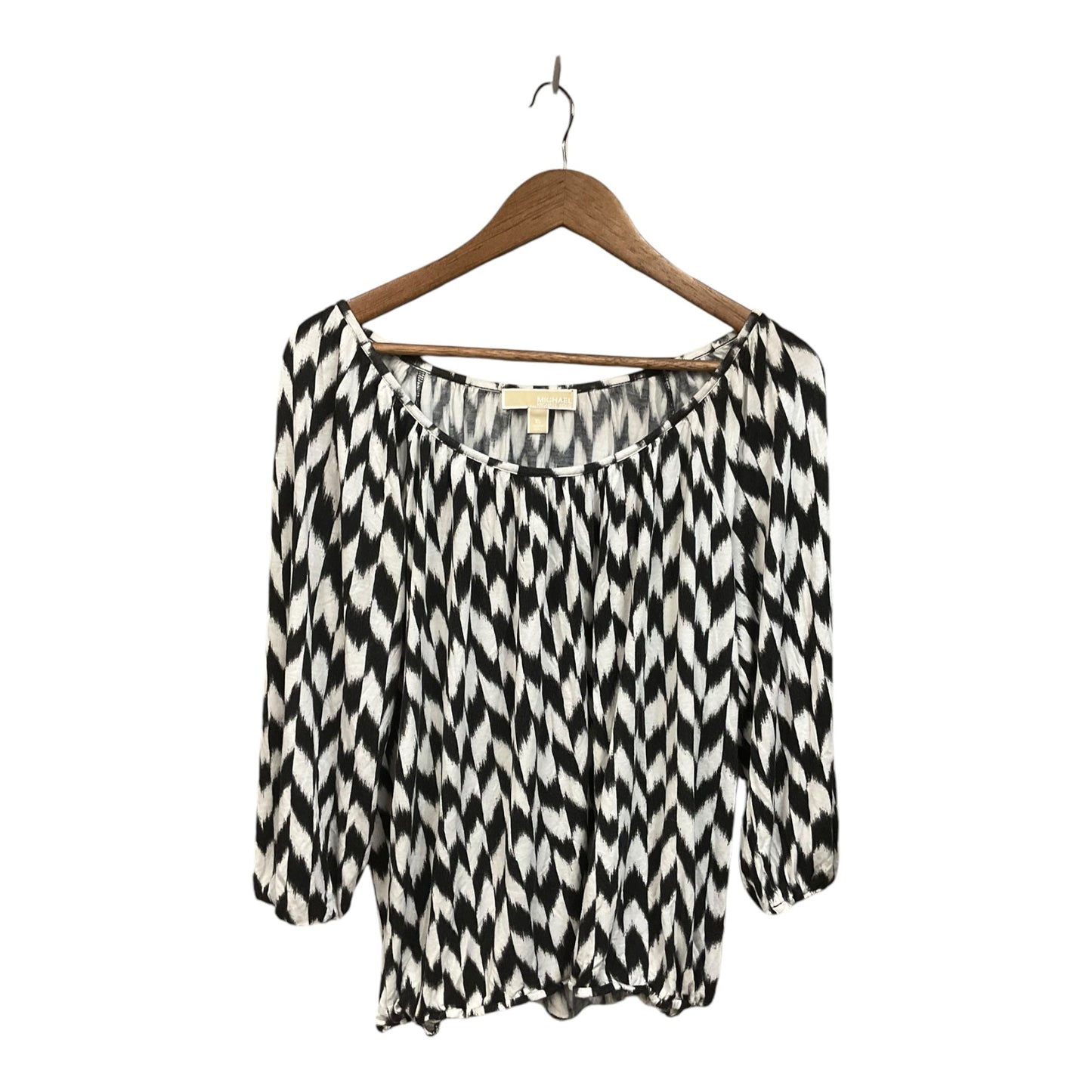 Top Long Sleeve By Michael Kors In Black & White, Size: Xl