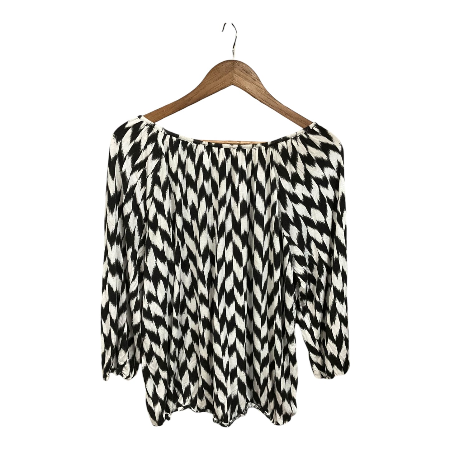 Top Long Sleeve By Michael Kors In Black & White, Size: Xl