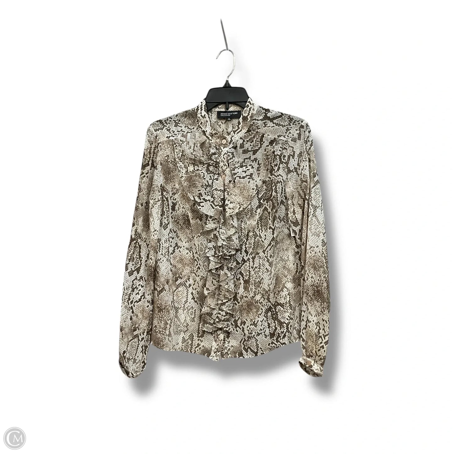 Top Long Sleeve By Jones And Co In Snakeskin Print, Size: S