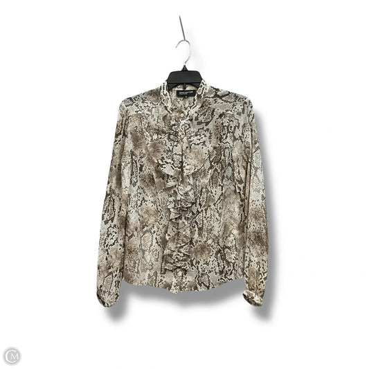Top Long Sleeve By Jones And Co In Snakeskin Print, Size: S