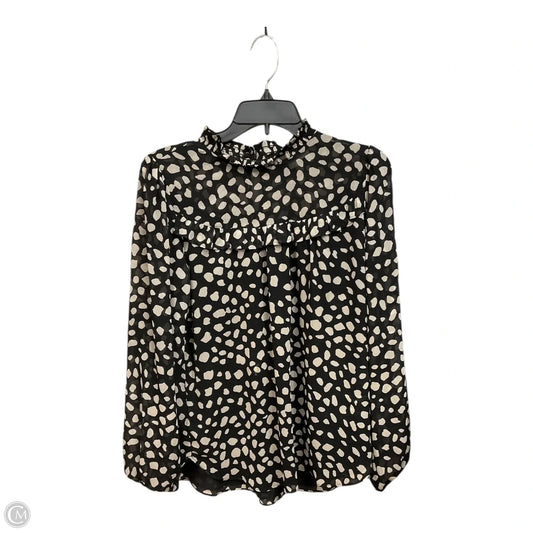 Blouse Long Sleeve By Loft In Black & Tan, Size: M