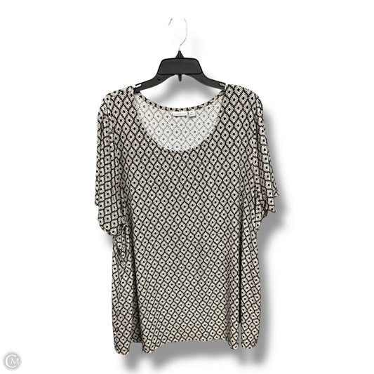 Top Short Sleeve By Croft And Barrow In Blue & Tan, Size: 2x