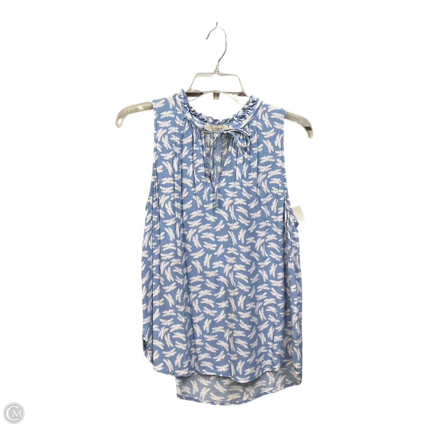 Top Sleeveless By Loft In Blue & White, Size: M