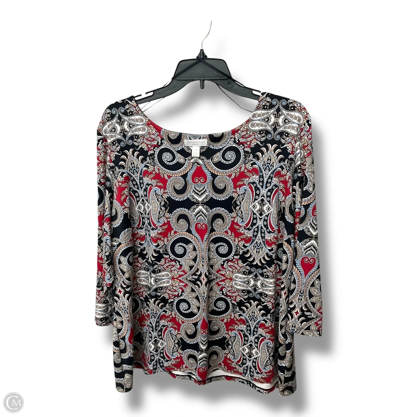 Top 3/4 Sleeve By Charter Club In Multi-colored, Size: 2x