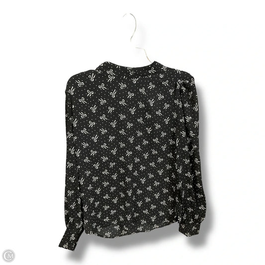 Blouse Long Sleeve By Loft In Black & White, Size: S