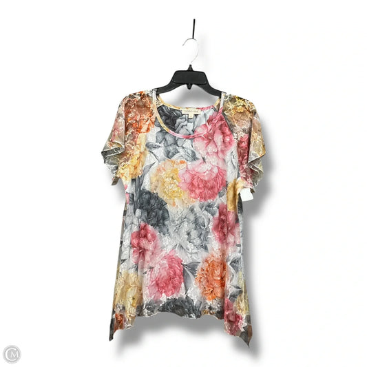 Top Short Sleeve By Clothes Mentor In Floral Print, Size: L