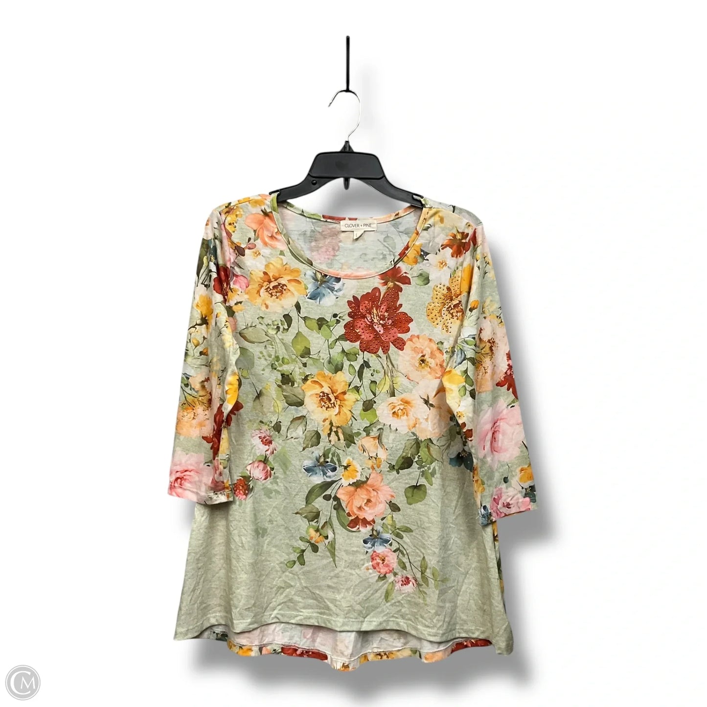 Top 3/4 Sleeve By Clothes Mentor In Floral Print, Size: M